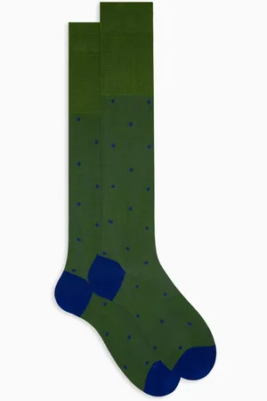 Gallo Homme, Sous-vêtements, Multicolore, Taille: M Chaussettes longues en coton vert pour hommes avec motif à pois sur fond irisé