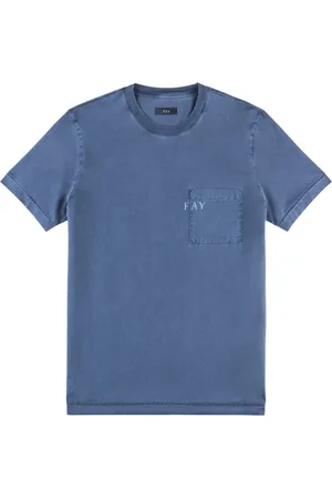 FAY Homme, Tops, Bleu, Taille: M T-shirt bleu avec poche poitrine