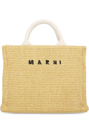 Marni Femme, Sacs, , Taille: ONE Size Sac à Main en Coton Marron avec Logo