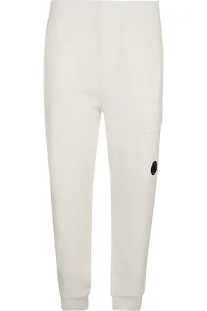 C.P. Company Homme, Pantalons, Blanc, Taille: M Pantalon de Sport en Coton Polaire Blanc Aw24