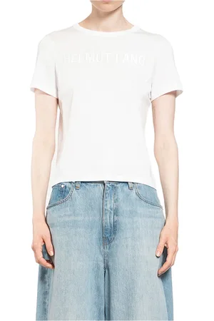 Helmut Lang Femme, Tops, Blanc, Taille: 40 FR Tee Slim avec Broderie