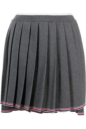 Thom Browne Femme, Jupes, Gris, Taille: 36 FR Jupe Mini Plissée avec Tipping