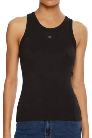 Calvin Klein Femme, Tops, Noir, Taille: 36 FR Débardeur Noir avec Logo