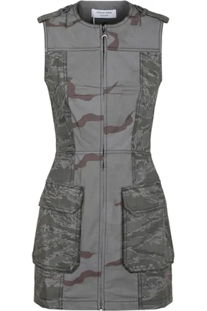 Marine Serre Femme, Robes, Gris, Taille: 38 FR Robe Mini Grise Camo avec Poches