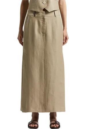 PESERICO SIGN Femme, Jupes, , Taille: 36 FR Jupe longue en lin pur de couleur unie