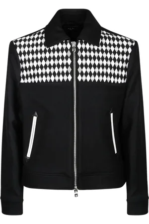 AMIRI Homme, Vestes, Noir, Taille: L Veste de Travail en Laine Noire à Motif Diamant