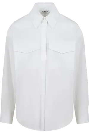 Dondup Femme, Blouses et Chemises, Blanc, Taille: 38 FR Chemise en coton avec poches