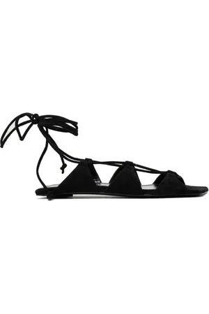 The Attico Femme, Chaussures, Noir, Taille: 37 EU Sandales Noires Renee, Bout Ouvert, Bride Croisée