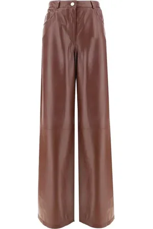 arma leder Femme, Pantalons, Rouge, Taille: 36 FR Pantalon Large en Cuir avec Panneaux