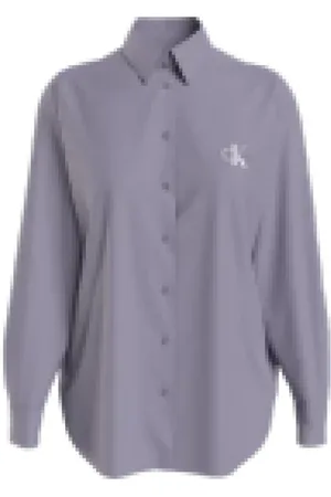 Calvin Klein Femme, Blouses et Chemises, Violet, Taille: 36 FR Chemise Monologo Relaxed Lavande Aura