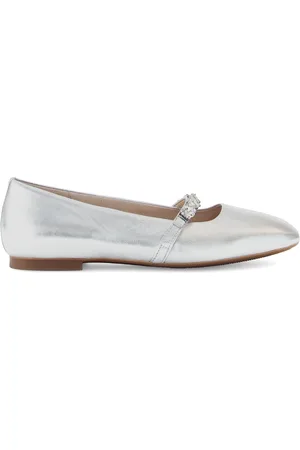 Gabor Femme, Chaussures, Gris, Taille: 39 EU Ballerines argentées en cuir lisse