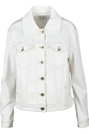 ELEVENTY Femme, Vestes, Blanc, Taille: 38 FR Veste en jean avec fermeture boutonnée