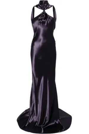 The Attico Femme, Robes, Violet, Taille: 38 FR Robe Longue Satinée Violette Élégante Occasion