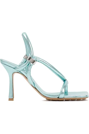 Bottega Veneta Femme, Chaussures, Gris, Taille: 39 EU Sandales Slingback Métalliques pour Femmes