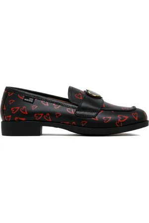 Moschino Femme, Chaussures, Noir, Taille: 38 EU Mocassins noirs avec logo appliqué