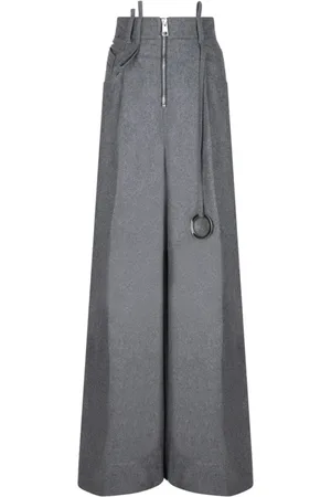 The Attico Femme, Pantalons, Gris, Taille: 38 FR Pantalon large en laine grise