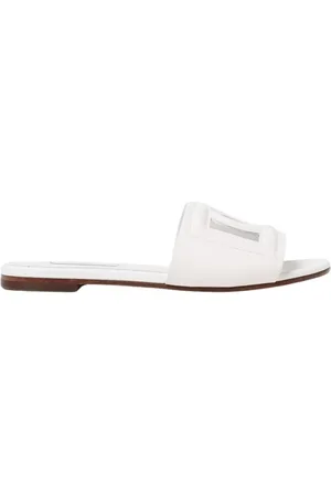 Dolce & Gabbana Femme, Chaussures, Blanc, Taille: 33 EU Sandales blanches en cuir pour enfants