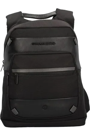 Piquadro Femme, Sacs, Noir, Taille: ONE Size Sac à dos noir unisexe pour ordinateur portable avec détails en cuir