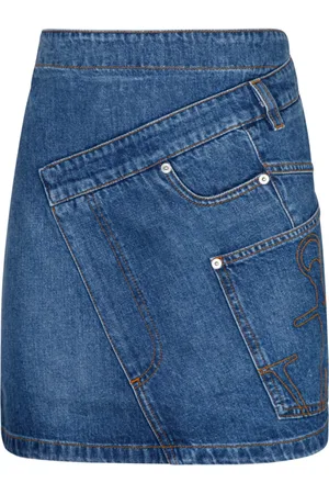 J.W.Anderson Femme, Jupes, Bleu, Taille: 32 FR Jupe Mini en Denim Bleu Patchwork
