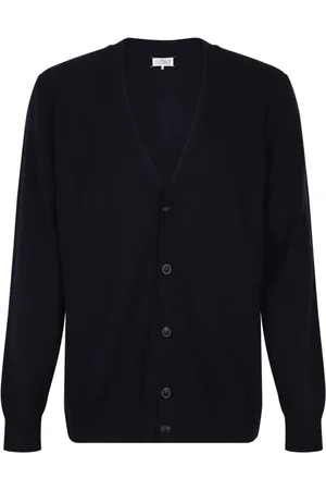 Maison Margiela Homme, Pulls, Bleu, Taille: M Cardigan en Cachemire Bleu