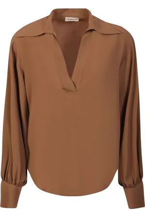 BLANCA Femme, Blouses et Chemises, Brun, Taille: 36 FR Chemisier en Mélange de Soie Marron