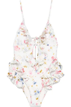 ZIMMERMANN Femme, Maillots de bain, Multicolore, Taille: 38 FR Maillot de Bain à Volants avec Bretelles Réglables