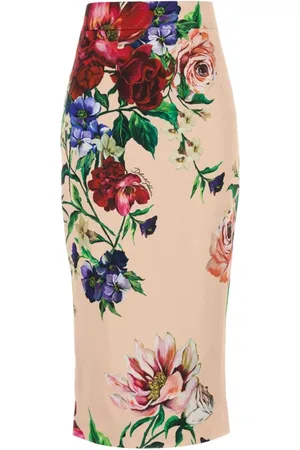 Dolce & Gabbana Femme, Jupes, Multicolore, Taille: 38 FR Jupe en satin stretch imprimé