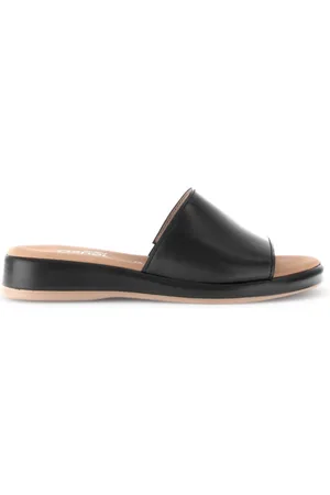 Gabor Femme, Chaussures, Noir, Taille: 40 1/2 EU Mules noires en cuir lisse