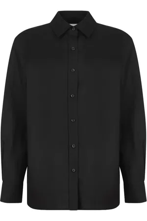 Calvin Klein Femme, Blouses et Chemises, Noir, Taille: 38 FR Chemise Noire à Boutons Style Classique
