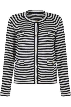 Max Mara Femme, Pulls, Multicolore, Taille: 38 FR Cardigan en lin noir et blanc
