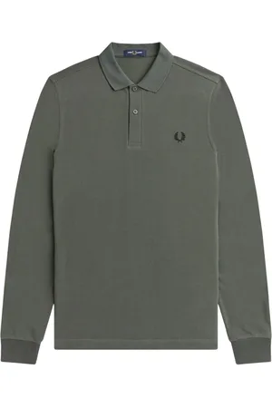 Fred Perry Homme, Tops, Vert, Taille: M Polo de Tennis Manches Longues