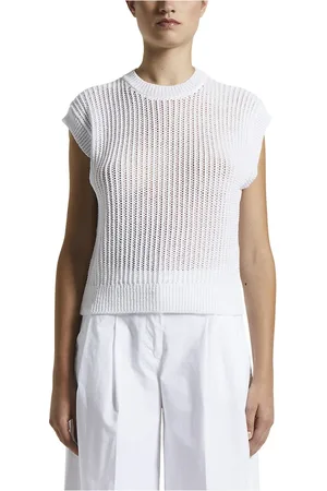 PESERICO SIGN Femme, Pulls, Blanc, Taille: 38 FR Gilet en viscose à effet mouillé