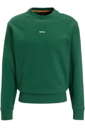 HUGO BOSS Homme, Sweatshirts et sweats à capuche, Vert, Taille: S Pull en Coton Vert Col Rond