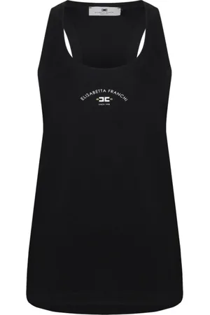 Elisabetta Franchi Femme, Tops, Noir, Taille: 36 FR Débardeur noir avec encolure racerback