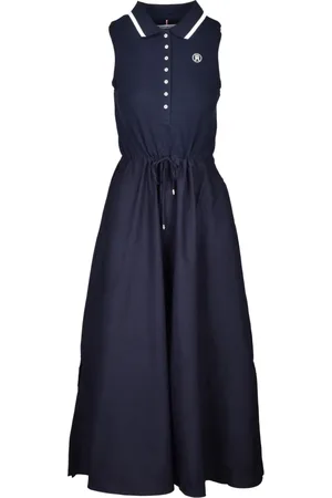 Tommy Hilfiger Femme, Robes, Bleu, Taille: 34 FR Robe Longue en Coton avec Poches
