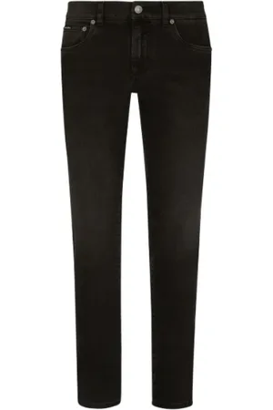 Dolce & Gabbana Homme, Jeans, Noir, Taille: L Jean Skinny Noir avec Logo Applique
