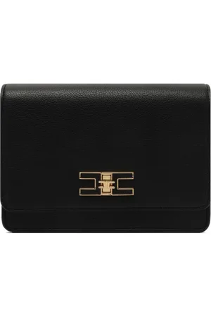Elisabetta Franchi Femme, Sacs, Noir, Taille: ONE Size Sac à bandoulière noir avec logo en métal