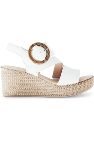 Gabor Femme, Chaussures, Blanc, Taille: 41 EU Sandales blanches en cuir lisse