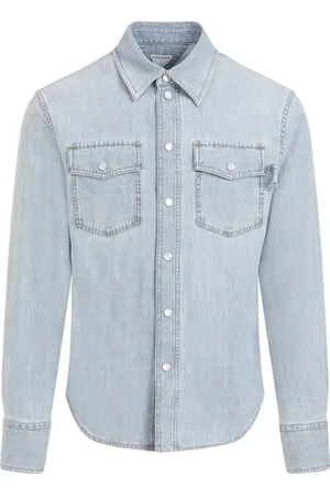 Bottega Veneta Homme, Chemises, Bleu, Taille: M Chemise Bleue en Coton Style Élégant