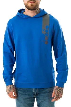 Diadora Homme, Sweatshirts et sweats à capuche, Bleu, Taille: M Bleu Coton Biologique Sweat à Capuche Lifestyle