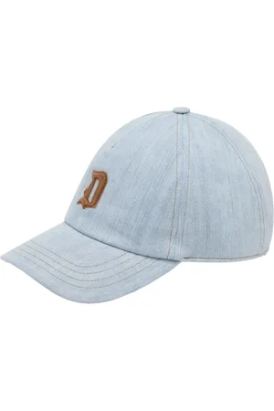 Dondup Homme, Accessoires, Bleu, Taille: ONE Size Casquette de Baseball en Denim avec Logo Brodé