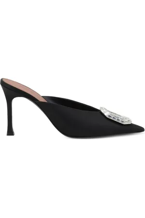 Amina Muaddi Femme, Chaussures, Noir, Taille: 36 EU Mules noires avec cristaux