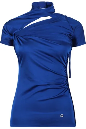 COPERNI Femme, Blouses et Chemises, Bleu, Taille: 40 FR T-shirt Asymétrique Bleu avec Détails Froissés