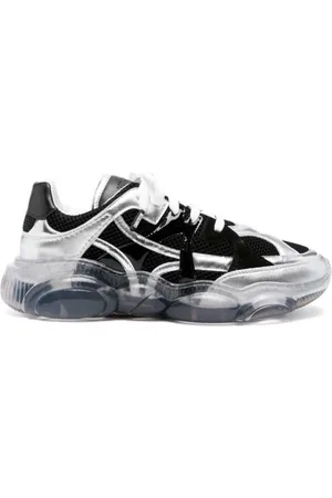 Moschino Homme, Chaussures, Noir, Taille: 40 EU Baskets Teddy Bear Noir/Argent, Design de Panneaux