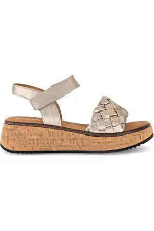 Gabor Femme, Chaussures, Jaune, Taille: 36 EU Sandales dorées en cuir lisse
