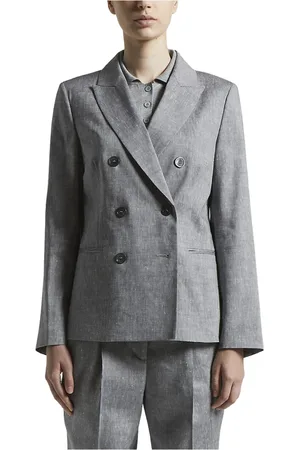 PESERICO SIGN Femme, Vestes, Bleu, Taille: 32 FR Blazer croisé en laine et lin