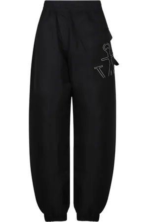 J.W.Anderson Femme, Pantalons, Noir, Taille: 36 FR Pantalon noir Twisted Track avec impression d