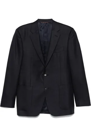 CANALI Homme, Vestes, Bleu, Taille: 2XL Blazer de Luxe en Laine Soie Lin