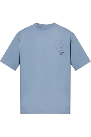 Maison Kitsuné Homme, Tops, Bleu, Taille: S T-shirt avec logo brodé