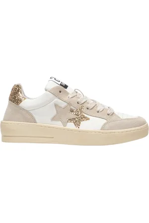 2STAR Femme, Chaussures, Blanc, Taille: 38 EU Nouvel Étoile Baskets en Cuir Blanc/Beige